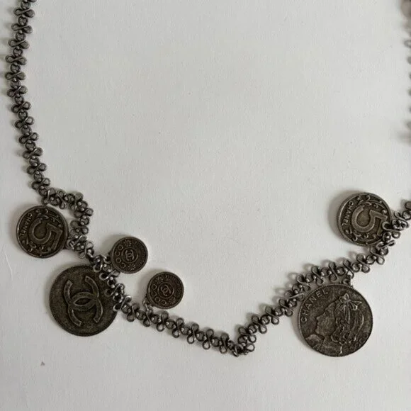 CHANEL 2003 ARCHIVE SILVER COINS NECKLACE BELT - Picture 6 of 10